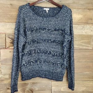 Joie Camille Navy White Fringe Sweater S